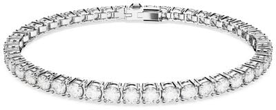 Swarovski Matrix Tennis Bracelet Round Cut White Crystals Rhodium Plated Size Large 5648938