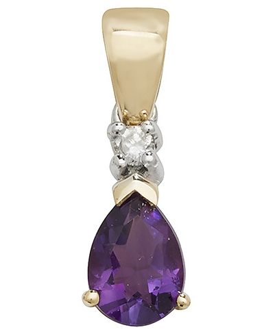 Treasure House PD237A 9k Yellow Gold Pear Amethyst Diamond Jewellery