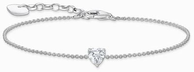 Thomas Sabo White Zirconia Heart-Shaped Crystal Sterling Silver Bracelet 19cm A2157-051-14-L19V