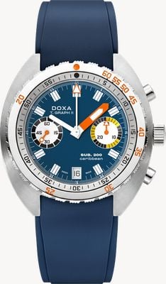 DOXA SUB 200 T.GRAPH II Caribbean (42mm) Blue Iconic Dial / Blue FKM Rubber Strap Watch 806.10.201.32