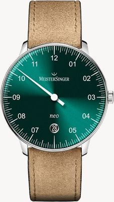 MeisterSinger NEO Sunburst Green Dégradé Brown Leather Strap NE919D