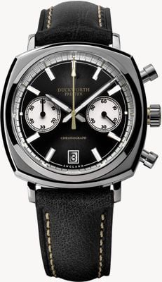 Duckworth Prestex Chronograph 42 (42mm) Black Sunburst Dial / Black Horween Leather D550-01-A