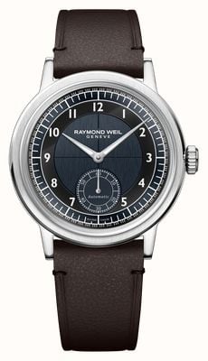 Raymond Weil Millesime Automatic Small-Seconds (39mm) Midnight Blue Tuxedo Sector Dial / Brown Calf Leather Strap 2930-STC-05502