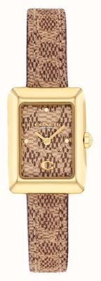 Coach Ladies Mara Gold Tone Brown Leather Strap Watch 14504585