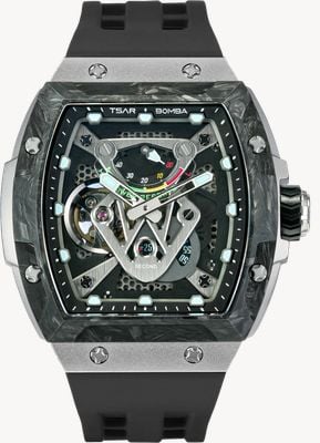 TSAR BOMBA Neutron Automatic Titanium Limited Edition (46mm) Black Dial / Black FKM Rubber Strap TB8216TF-01