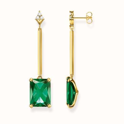 Thomas Sabo Gold plated Earrings Green Stone Gold H2176-971-6