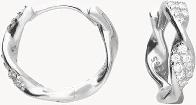 Sterling Silver Cubic Zirconia Twist Hoop Earrings H7202/S