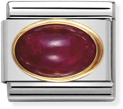 Nomination Classic OVAL STONES In Stainless Steel With 18ct Gold RUBY Charm 030504/10