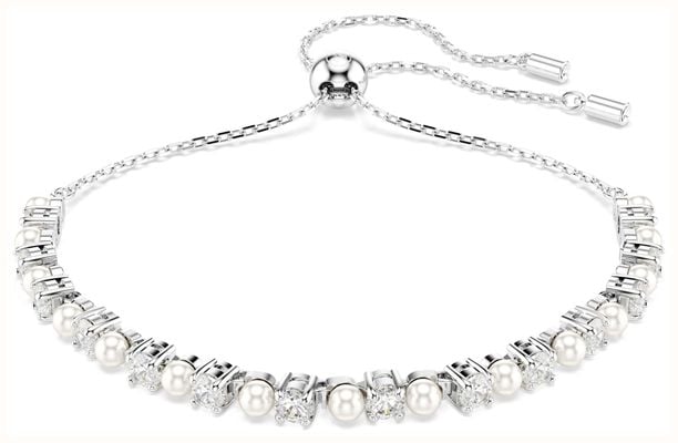 Swarovski Matrix Bracelet Crystal Pearl White Crystals Rhodium Plated 5689633
