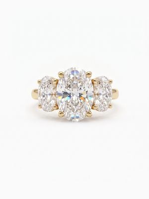 18ct Yellow Gold 5ct Oval Lab Grown Diamond Trilogy J31884
