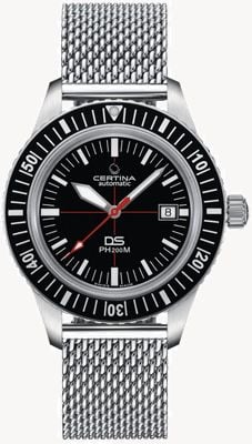 Certina | DS PH200M | Stainless Mesh Bracelet | Black Dial | C0364071105000