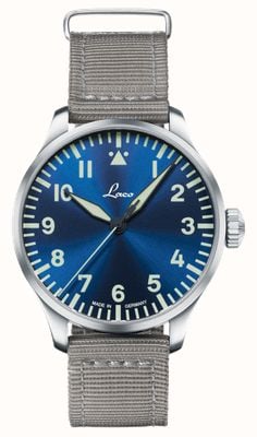 Laco Augsburg 'Blaue Stunde' Automatic (42mm) Blue Sunray Dial / Grey Nylon Strap 862100.2