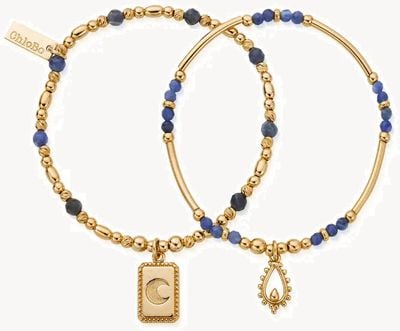 ChloBo Phases of the Goddess REFLECT Sodalite Set Of 2 Bracelets - Gold Plated GBSET33673369