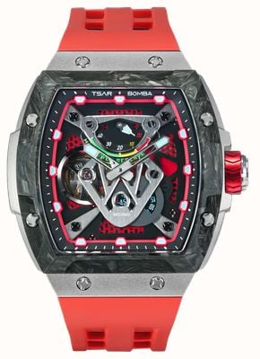 TSAR BOMBA Neutron Automatic Titanium Limited Edition (46mm) Black Dial / Red FKM Rubber Strap TB8216TF-02