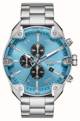 Diesel Men's Spiked (49mm) Blue Chronograph Dial / Stainless Steel Bracelet DZ4655