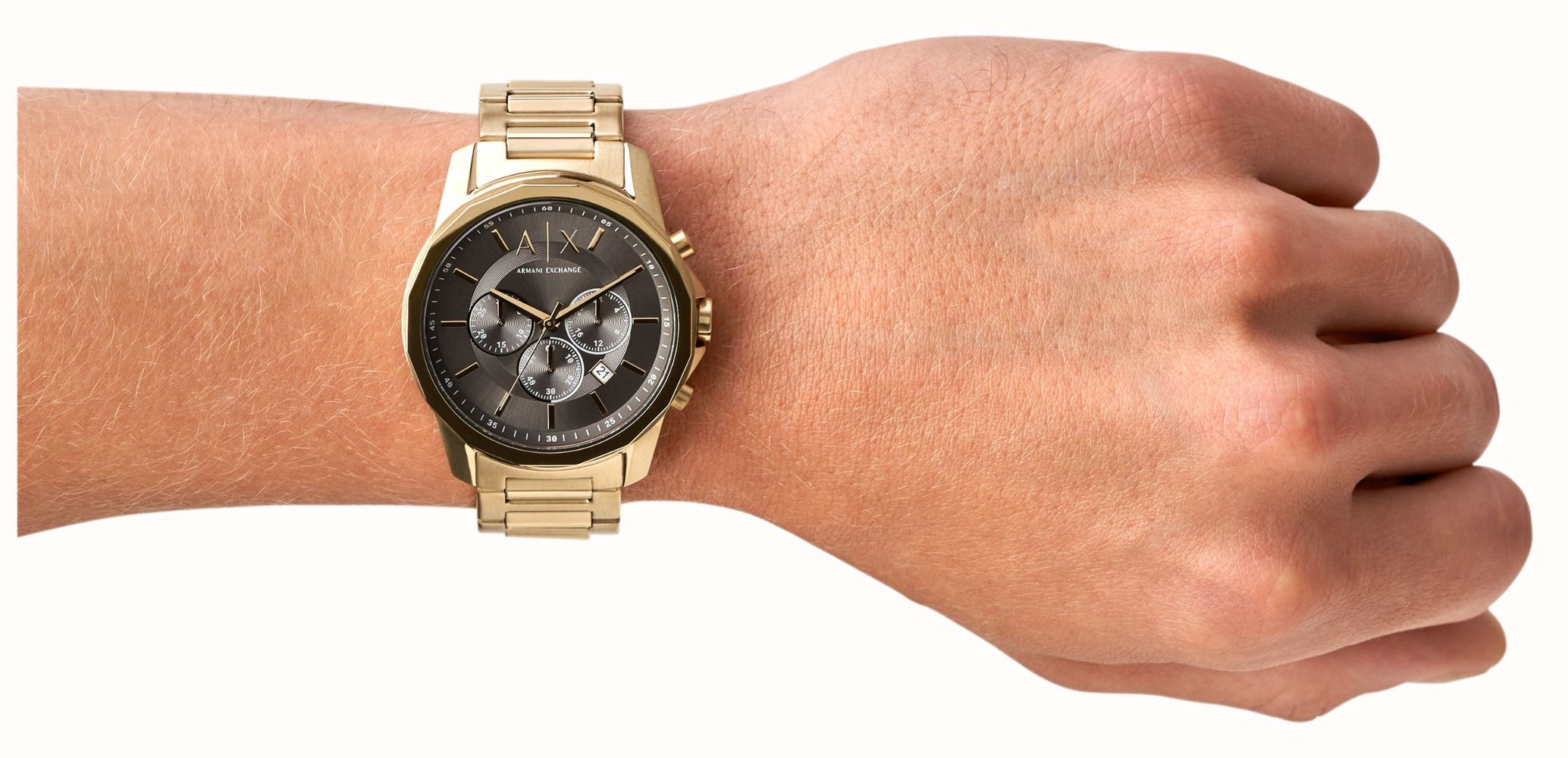 Armani Exchange Men's | Black Chronograph Dial | Gold Stainless Steel ...