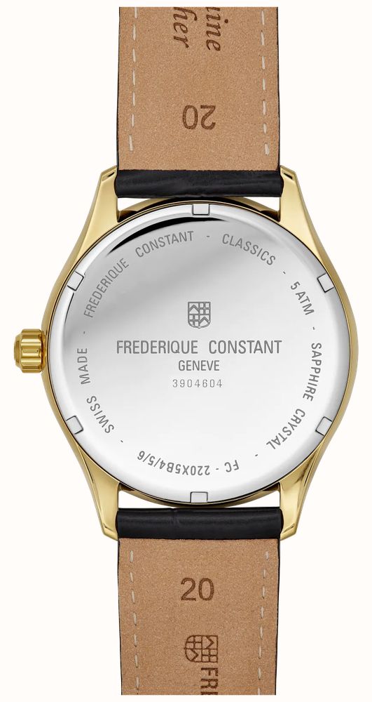 Frederique Constant Classics Quartz Date (40mm) Cream Clous de Paris Guilloché / Black Leather Strap FC-220CR5B5 - alternate view 3