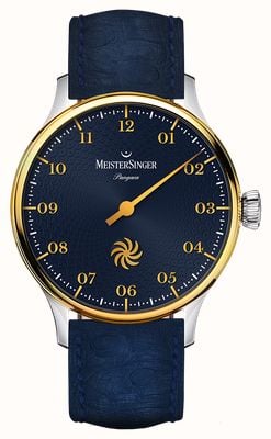 MeisterSinger Pangaea Automatic (40mm) Deep Blue Fermata Dial / Dark-Blue Leather Strap PDS917GLG-SF04