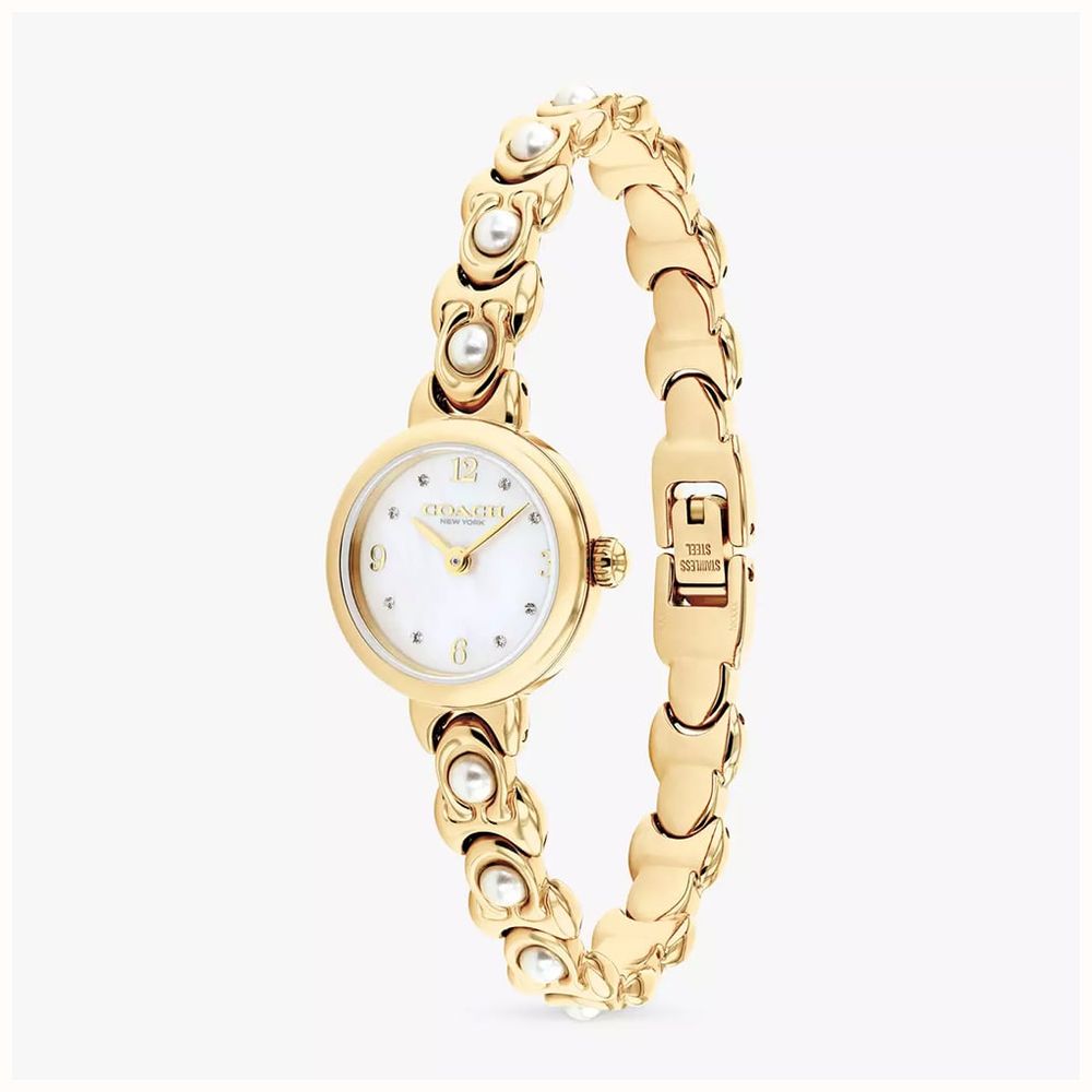 Coach Ladies Iris Mother of Pearl Dial Golden Pearl Bracelet Watch 14504699 - alternate view 2