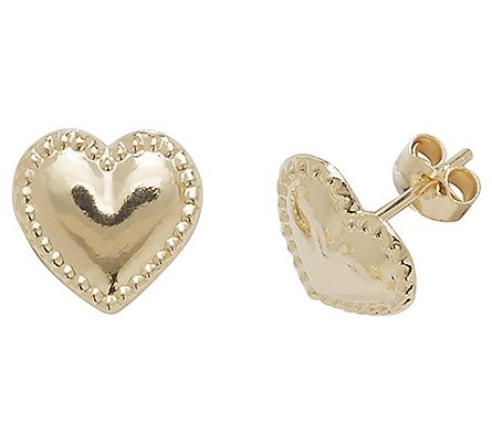 Treasure House ES415 9k Yello Gold Heart Stud Earrings Jewellery