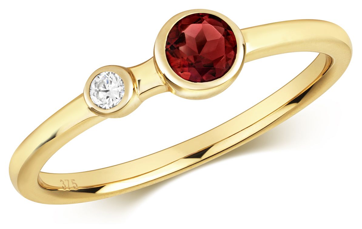 Treasure House RD492G/N 9ct Yellow Gold Dia.03ct Garnet.33ct Jewellery