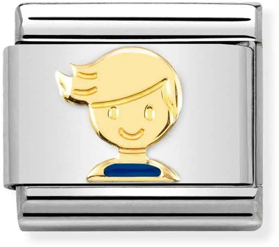 Nomination Classic Blue Boy 18ct Gold & Steel Enamel Charm 030272/67