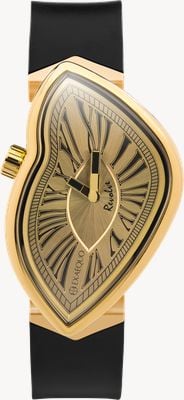 Exaequo Melting Watch Revolve IP Yellow Gold (33mm) Gold Dial / Black Silicone Strap EX 0032.0003