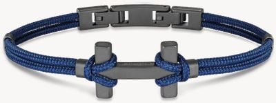 Amarrage Bracelet - Navy Blue Nylon And Sandblasted Titanium