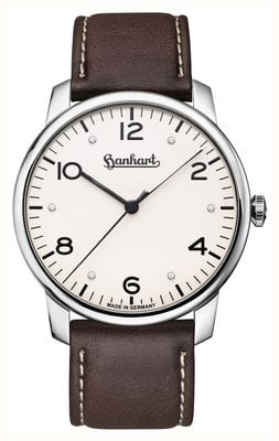 Hanhart PIONEER Silva (38.5mm) White Dial / Dark Brown Leather Strap - M 782.250-8110