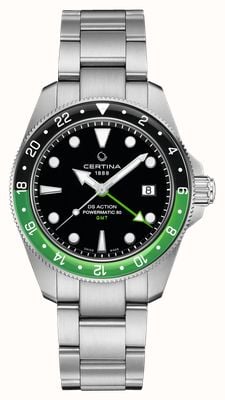 Certina DS Action GMT Powermatic 80 (41mm) Black Dial / Stainless Steel Bracelet C0329291105100