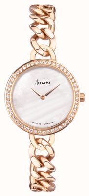 Accurist Jewellery Women's | Mother Of Pearl Dial | Rose Gold PVD Steel Bracelet 78009