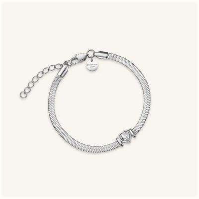 Rosefield Jewellery Snake White Heart Silver Bracelet JBSWS-J1011