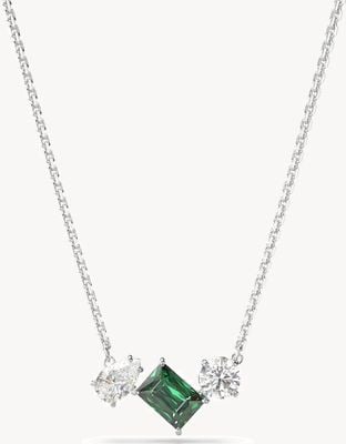 Swarovski Mesmera Necklace Rhodium Plated Green and White Crystals 5668278