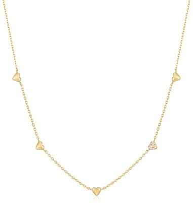 Ania Haie Gold Pavé Puffed Heart Station Necklace N074-05G