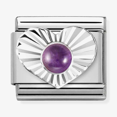 Nomination Classic Heart Amethyst Sterling Silver Charm 330508/35