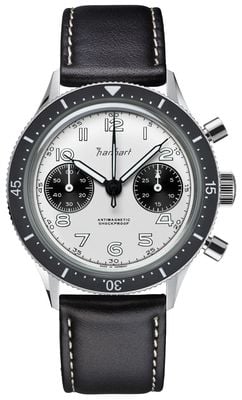 Hanhart 415 ES Panda (39mm) White Dial / Black Leather Strap - M H703.201-8010