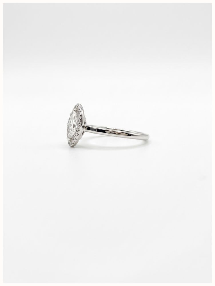 0.47ct Marquise Natural Diamond Platinum Halo Ring ENG4958 - alternate view 2