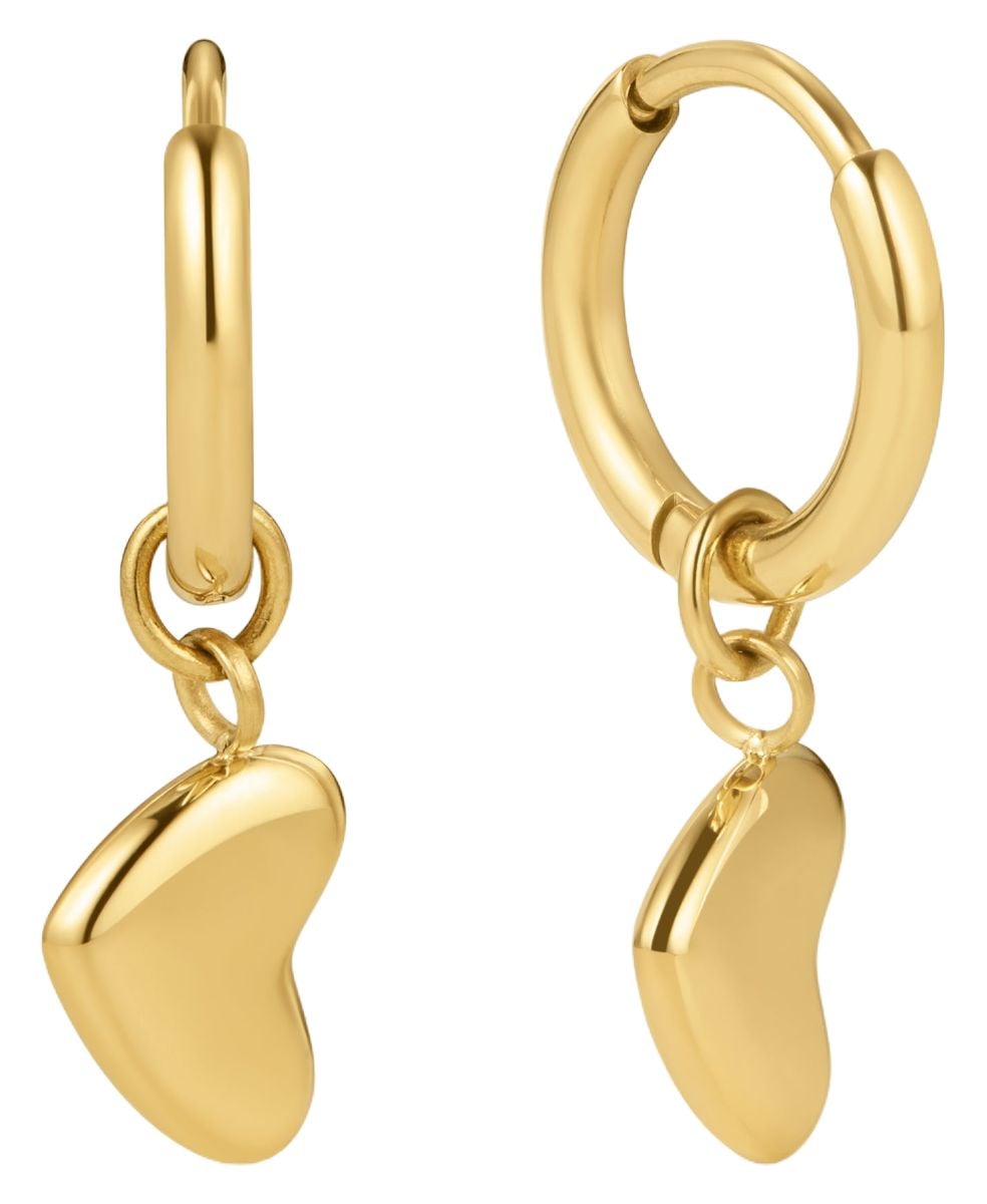 D.LOUISE NAE-18 Bubble Heart Huggies Gold Plated Jewellery