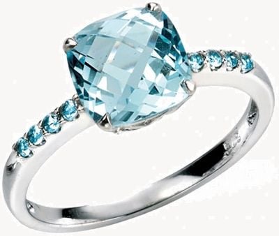 Elements Gold 9ct White Gold Sky Blue Topaz Stone Set Shoulders GR217T