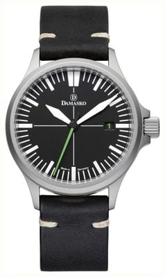 Damasko DS30 GREEN Three-Hand Automatic (39mm) Black Dial / Vintage Black Leather Strap DS30 GREEN VINTAGE BLACK LEATHER