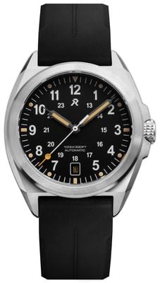 RZE Valour 38 Automatic (38mm) Carbon Black Dial / Black HexaFlex Rubber Strap VAL-38-CB