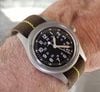 Customer picture of Hamilton Khaki Field Mechanical America 250th Special Edition (36mm) Black Dial Khaki Cotton NATO Strap Watch H69399930