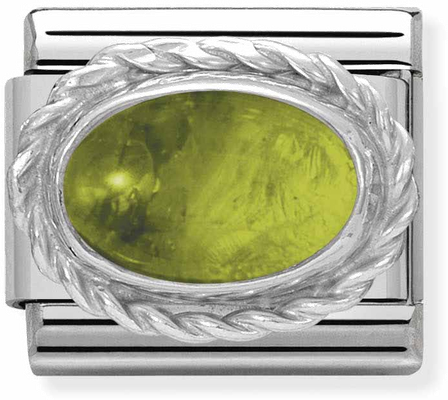 Nomination Classic STONES In Stainless Steel With Sterling Silver Setting And Detail PERIDOT Charm 330504/05