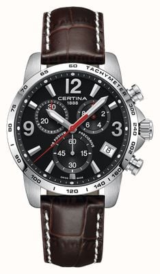 Certina DS Podium Chronograph 1/10 sec Chronograph (41mm) Black Dial / Brown Leather Strap C0344171605700