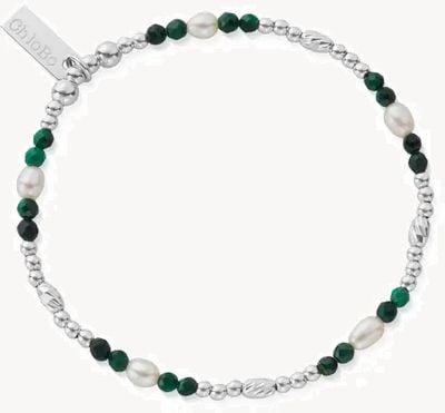 ChloBo Pearl and Malachite INNER WISDOM Bracelet - 925 Sterling Silver SBMRPBC