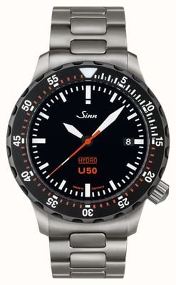 Sinn U50 HYDRO SDR 5000m (41mm) Black Dial / Stainless Steel H-Link Bracelet 1051.040 H-LINK