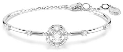 Swarovski Constella bangle, Round cut, Dancing stone, White, Rhodium plated 5743523