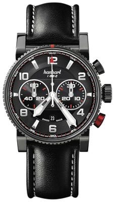 Hanhart PRIMUS Racer Automatic Chronograph (44mm) Black Dial / Black Leather Strap - M 741.510-0020