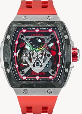 TSAR BOMBA Neutron Automatic Titanium Limited Edition (46mm) Red Dial / Red FKM Rubber Strap TB8216TF-02