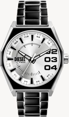 Diesel Men's Scraper (43mm) Silver Dial / Black and Silver Stainless Steel Bracelet DZ2195